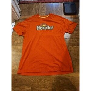 Howler Bros Mens Orange Long Sleeve T Shirt Sz Large Retro Cotton Blend